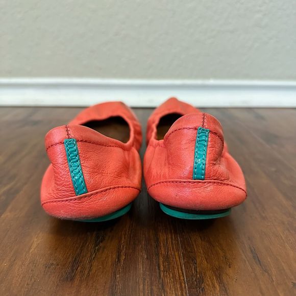 TIEKS by Gavrieli Poppy Orange Coral Leather Ballet Flats Foldable Slip On - Picture 10 of 13